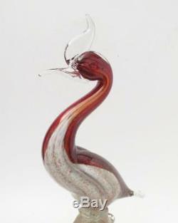 Vintage Italian Murano Glass Bird Figure Sculpture Copper Aventurine Art