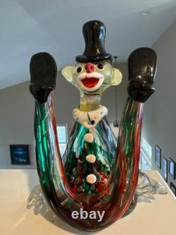 Vintage Italian Murano Glass Clown with Original Murano Sticker
