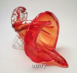 Vintage Italian Murano Glass Cornucopia Vase Vibrant Orange MID Century Modern