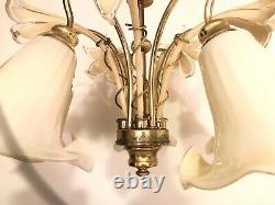 Vintage Italian Murano Glass Flower Cala Lilly Petal Shade Chandelier