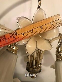 Vintage Italian Murano Glass Flower Cala Lilly Petal Shade Chandelier