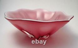 Vintage Italian Murano Glass Pink Cased Art Bowl MID Century Eames Era