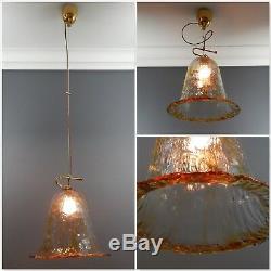 Vintage Italian Murano Glass Rise & Fall Pendant Light Fitting Mazzega