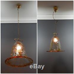 Vintage Italian Murano Glass Rise & Fall Pendant Light Fitting Mazzega