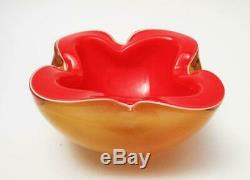 Vintage Italian Murano Glass Tripe Layer Cased Geode Art Bowl MID Century