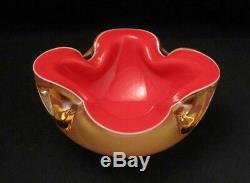 Vintage Italian Murano Glass Tripe Layer Cased Geode Art Bowl MID Century