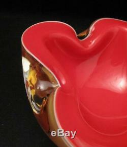 Vintage Italian Murano Glass Tripe Layer Cased Geode Art Bowl MID Century