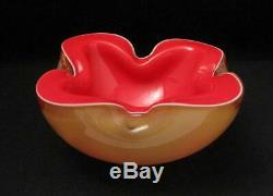 Vintage Italian Murano Glass Tripe Layer Cased Geode Art Bowl MID Century