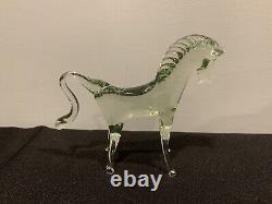 Vintage Italian Murano Glass Uranium Vaseline Horse Figurine Stallion