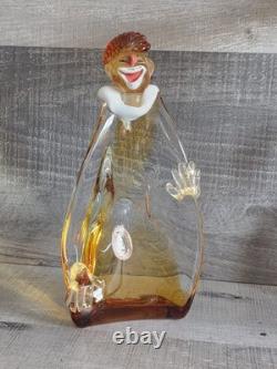 Vintage Italian Murano Glass Venetian JICO Glass Clown 10 Figurine Circus 80.1