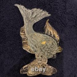 Vintage Italian Murano Hand Blown Glass Fish. Sculpture, 9.5, Art Studio Gold