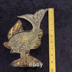 Vintage Italian Murano Hand Blown Glass Fish. Sculpture, 9.5, Art Studio Gold