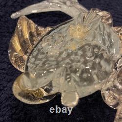 Vintage Italian Murano Hand Blown Glass Fish. Sculpture, 9.5, Art Studio Gold