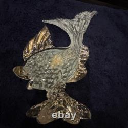 Vintage Italian Murano Hand Blown Glass Fish. Sculpture, 9.5, Art Studio Gold