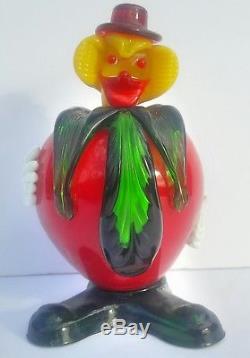 Vintage Italian Murano Hand Blown Glass Strawberry Clown Sculpture