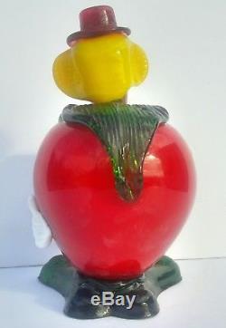 Vintage Italian Murano Hand Blown Glass Strawberry Clown Sculpture