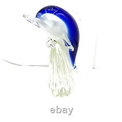 Vintage Italian Murano Handblown Glass Dolphin Sculpture Paperweight Colbalt 9