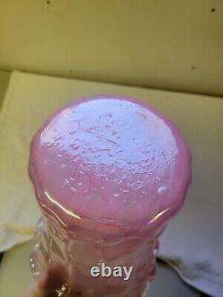 Vintage Italian Murano Lavorazione Arte Glass Vase Mauve Pink Iridescent Swirl