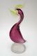 Vintage Italian Murano Pink Sommerso Bullicante Art Glass Duck Bird Figurine
