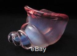 Vintage Italian Murano Seguso Pink Opalescent Alabastro Art Glass Shell Bowl