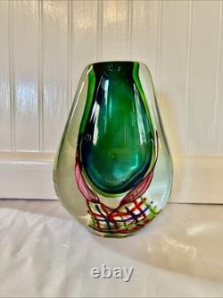 Vintage Italian Murano Sommerso Art Glass Vase