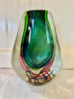 Vintage Italian Murano Sommerso Art Glass Vase