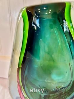 Vintage Italian Murano Sommerso Art Glass Vase