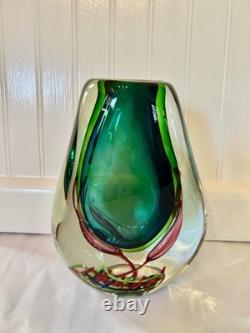 Vintage Italian Murano Sommerso Art Glass Vase
