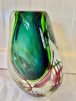 Vintage Italian Murano Sommerso Art Glass Vase