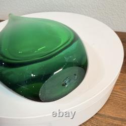 Vintage Italian Murano Style Art Glass Teardrop Sculpture Green BLUE 11.5