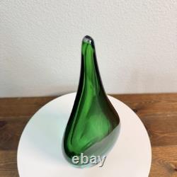 Vintage Italian Murano Style Art Glass Teardrop Sculpture Green BLUE 11.5