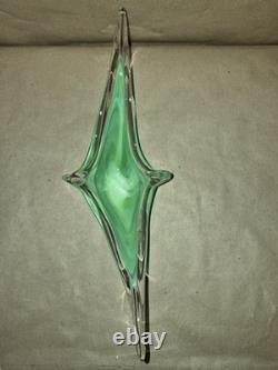 Vintage Italian Murano Style Green And Clear Art Glass Sculpture Centerpiece