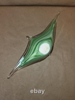 Vintage Italian Murano Style Green And Clear Art Glass Sculpture Centerpiece