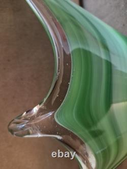 Vintage Italian Murano Style Green And Clear Art Glass Sculpture Centerpiece