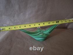 Vintage Italian Murano Style Green And Clear Art Glass Sculpture Centerpiece