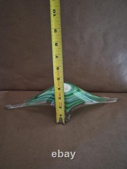Vintage Italian Murano Style Green And Clear Art Glass Sculpture Centerpiece