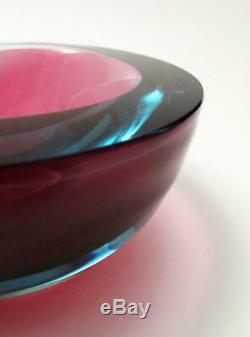 Vintage Italian Murano Uranium Glass Geode Bowl Cased Sommerso MID Century