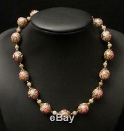 Vintage Italian Murano Venetian Glass Fiorato Wedding Cake Bead Necklace