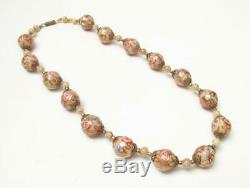 Vintage Italian Murano Venetian Glass Fiorato Wedding Cake Bead Necklace