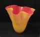 Vintage Italian Murano Vibrant Orange & Yellow Quadruple Cased Art Glass Vase