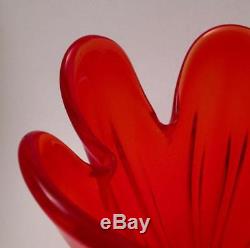 Vintage Italian Murano Vibrant Red Art Glass Vase MID Century Eames Era