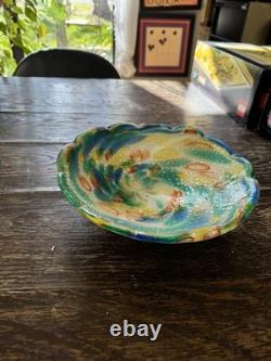 Vintage Italian Murano glass multicolored confetti bowl