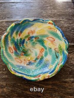 Vintage Italian Murano glass multicolored confetti bowl