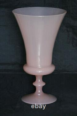 Vintage Italian Pink Opaline Glass Medicis Vase Empoli Murano 30cm 12in MCM