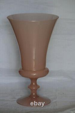 Vintage Italian Pink Opaline Glass Medicis Vase Empoli Murano 30cm 12in MCM