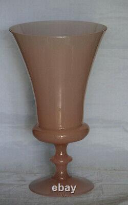 Vintage Italian Pink Opaline Glass Medicis Vase Empoli Murano 30cm 12in MCM