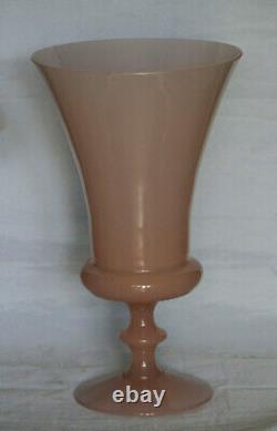 Vintage Italian Pink Opaline Glass Medicis Vase Empoli Murano 30cm 12in MCM