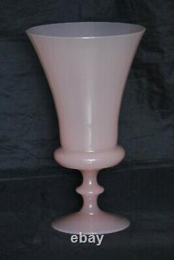 Vintage Italian Pink Opaline Glass Medicis Vase Empoli Murano 30cm 12in MCM