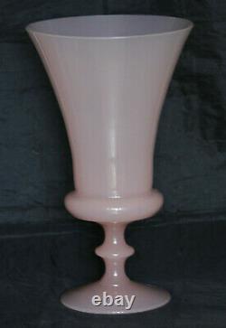 Vintage Italian Pink Opaline Glass Medicis Vase Empoli Murano 30cm 12in MCM