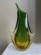 Vintage Italian Sommerso Murano Glass Vase Green Brown Amber 14h